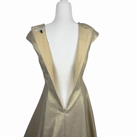 HALSTON Heritage Silk Gold Metallic Evening Gown Dress 6 Special Event Wedding - Picture 7 of 16